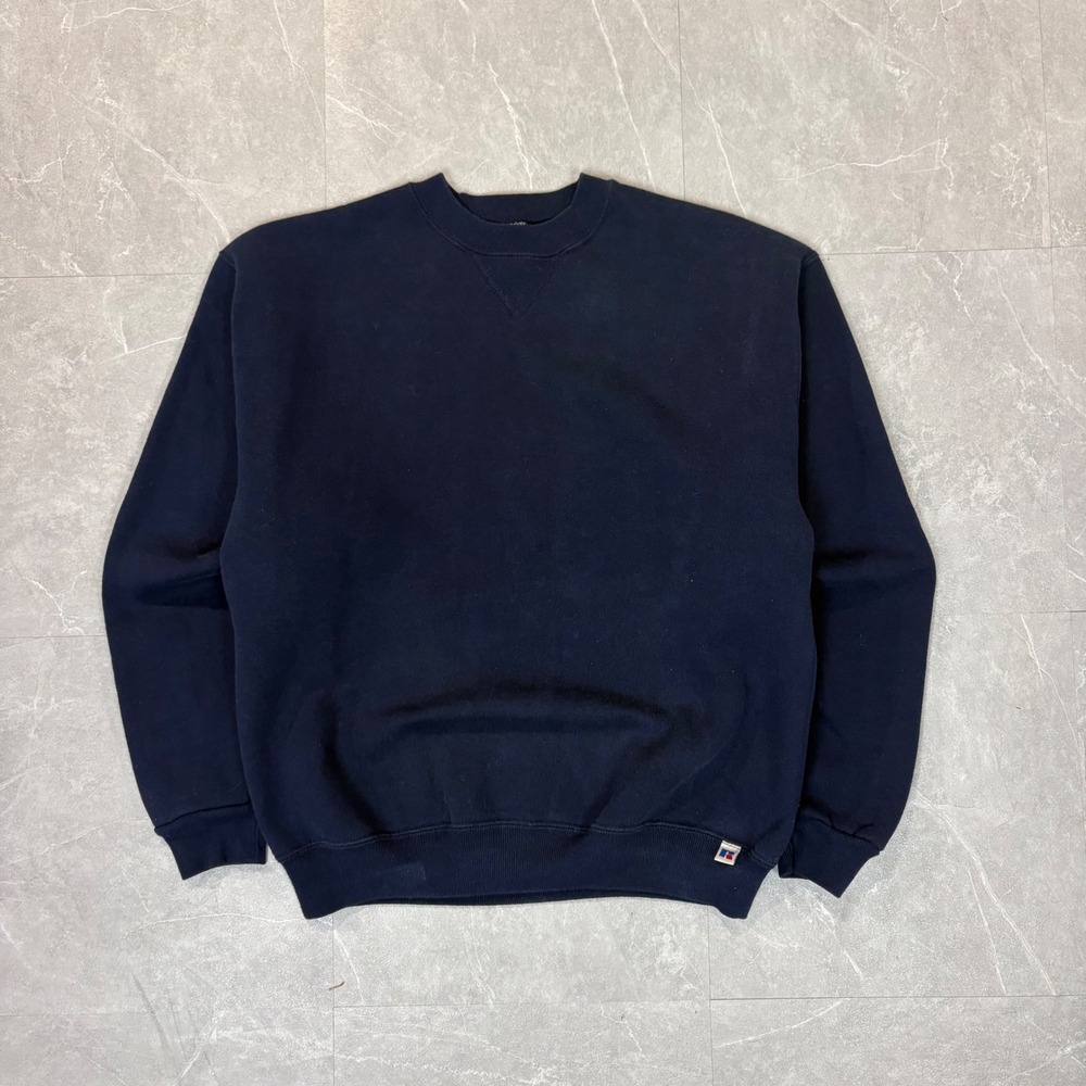 Russell Athletic Youth XL Navy Blue Crewneck Sweatshirt V-Stitch Vintage Style